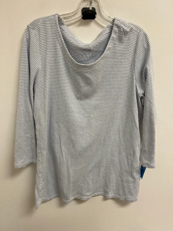 Top Long Sleeve By J. Jill In Blue & White, Size: L