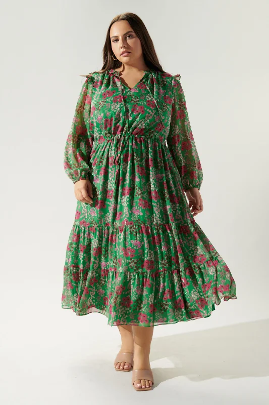 Roxie Floral Tiered Midi Dress Curve