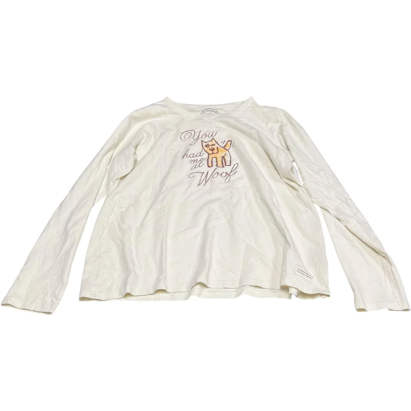 Top Long Sleeve By Life Is Good In Cream, Size: L