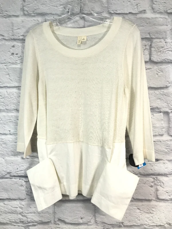 Top Long Sleeve By Moth In Cream, Size: L