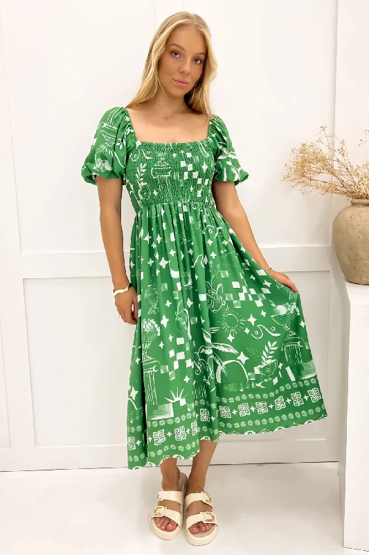 Elina Midi Dress Green Noosa