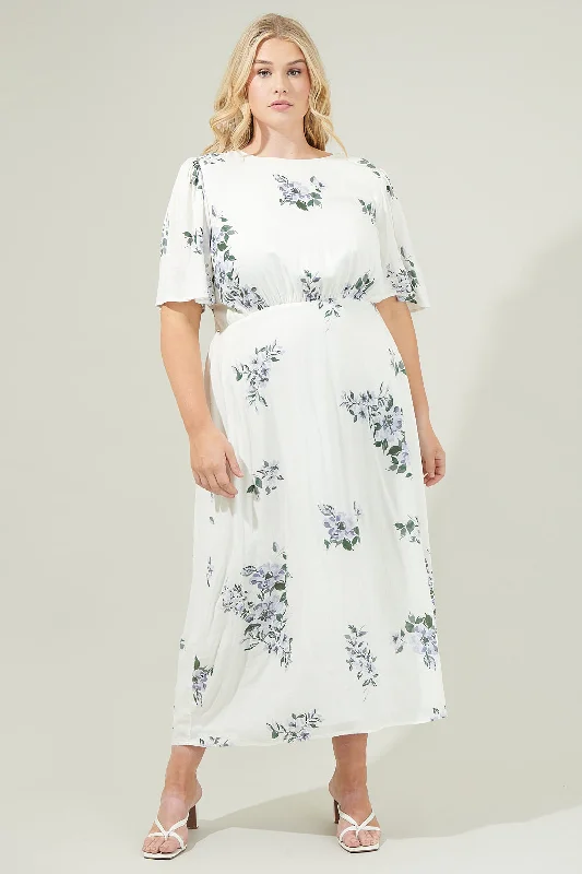 Porto Floral Smocked Midi Dress Curve