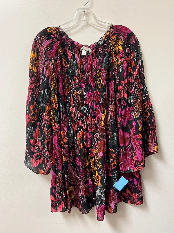 Top Long Sleeve By Spense In Floral Print, Size: 1x