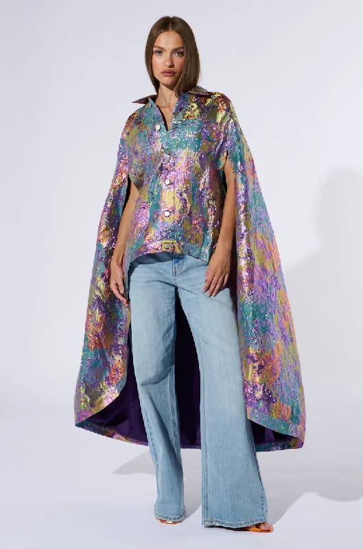 VERSAILLES HIGH LOW BROCADE CAPE