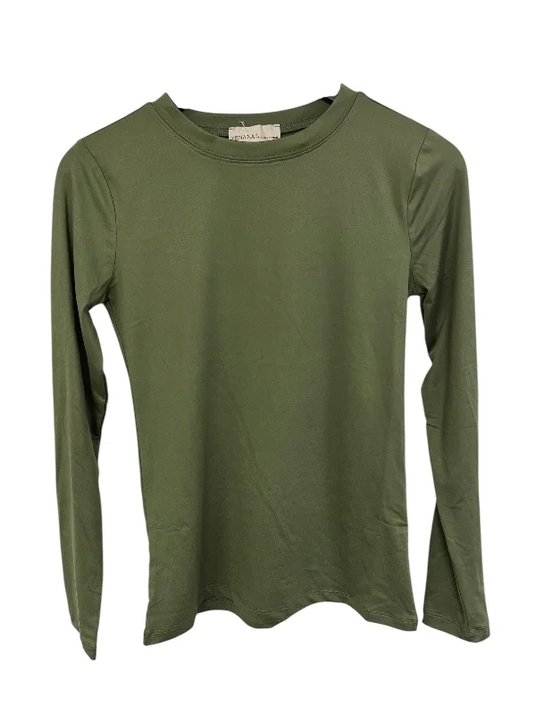 Top Long Sleeve Basic By Zenana Outfitters In Green, Size: S