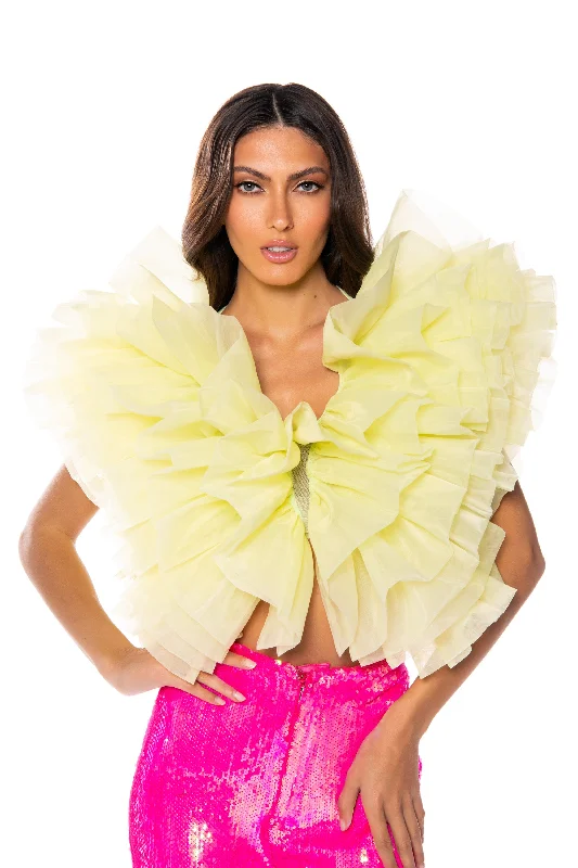 ELENA STATEMENT RUFFLE TOP IN YELLOW