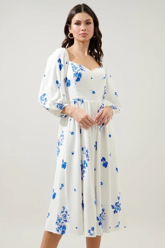 Mildred Floral Granger Puff Sleeve Midi Dress