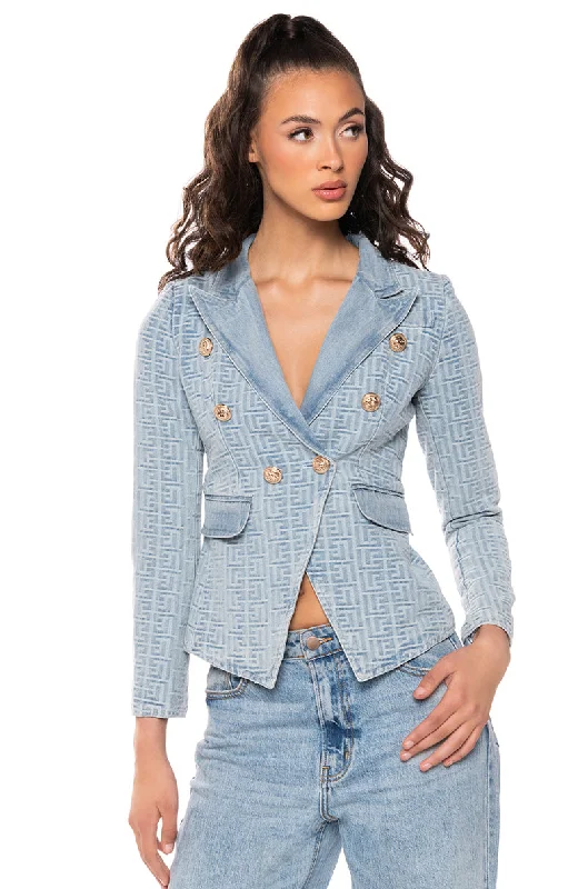 DENIM DENIM FITTED BLAZER