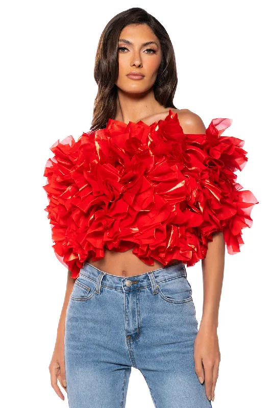 MUST BE DREAMING RUFFLE CROP BLOUSE