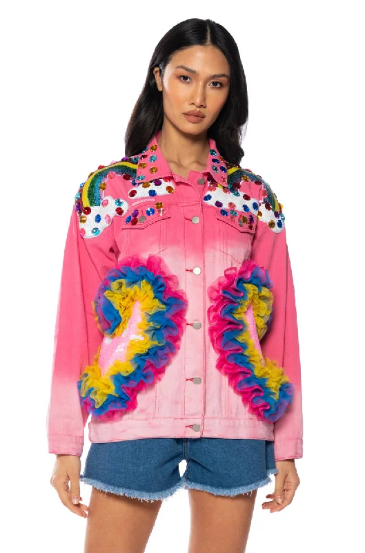 RAINBOW ROAD EMBELLISHED DENIM JACKET