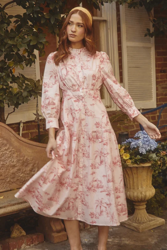 Del Rey Toile Button Up Midi Dress