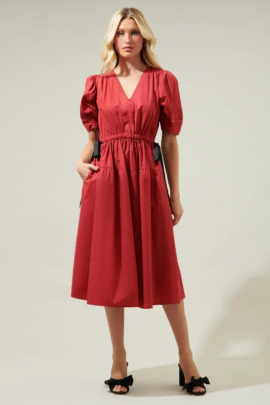 Marbrissa Mutton Sleeve Midi Dress