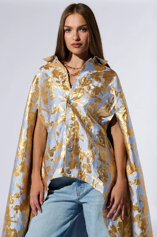 OASIS HIGH LOW BROCADE CAPE