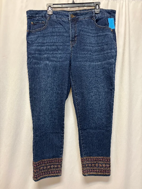 Jeans Skinny By Tribal In Blue Denim, Size: 18