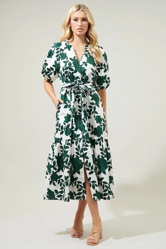 Kane Floral Wynette Tiered Midi Dress