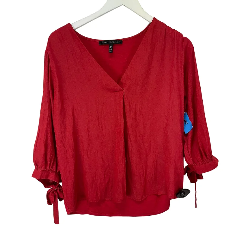 Top Long Sleeve Basic By White House Black Market In Red, Size: Xs