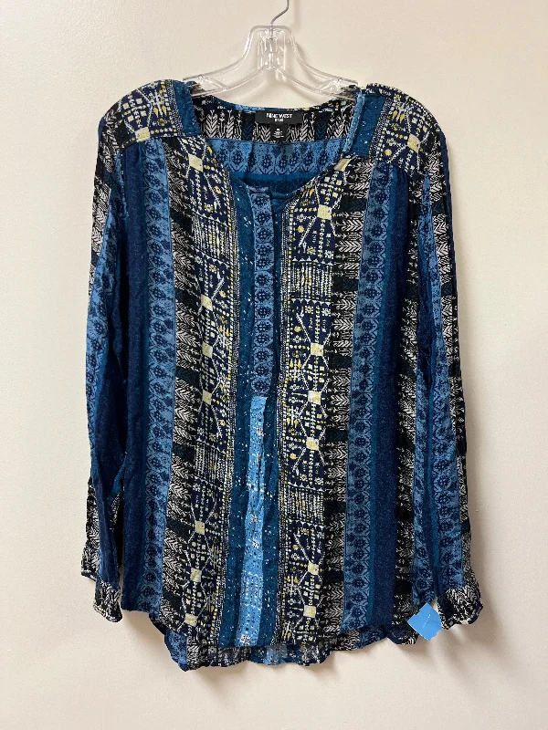 Top Long Sleeve By Nine West In Blue, Size: Xl