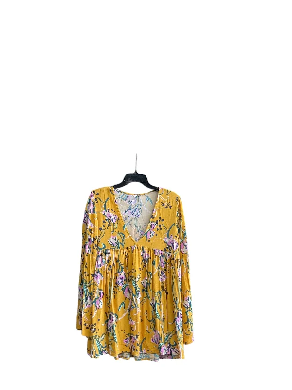 Tunic Long Sleeve By Free People In Yellow, Size: Xs