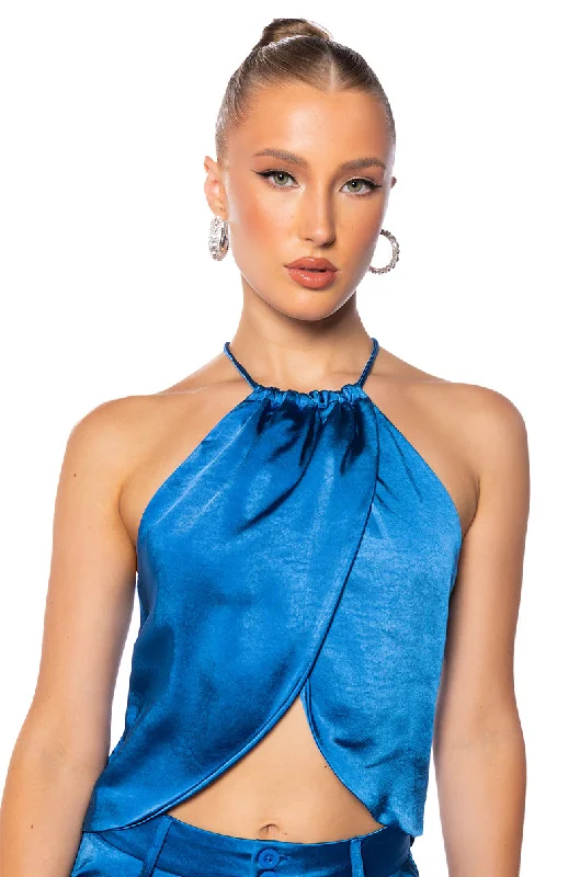 PARADISE HALTER SATIN TOP