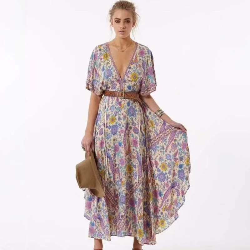 Starshine Floral Hippie Maxi Dress