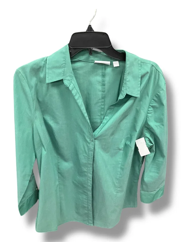 Blouse 3/4 Sleeve By New York And Co In Green, Size: Xl