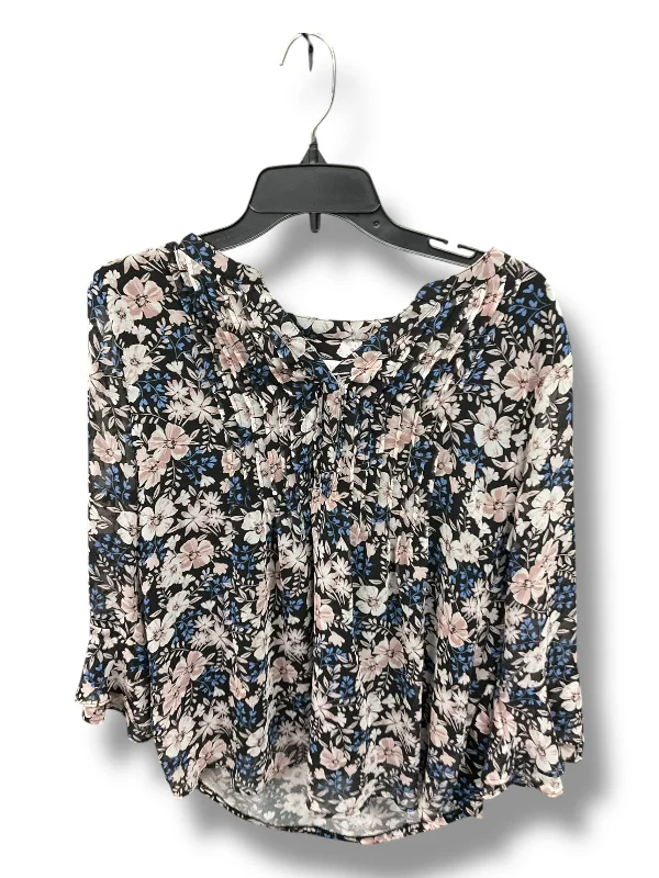 Blouse Long Sleeve By Charter Club In Floral Print, Size: L