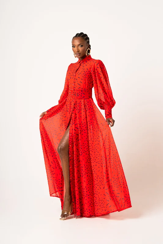 SAMIAH CHIFFON MAXI SHIRT DRESS