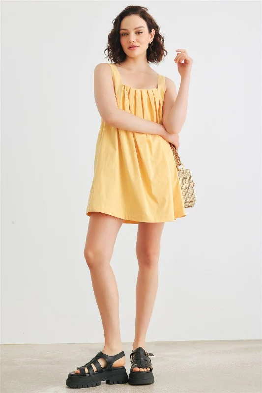 Dusty Yellow Cotton Sleeveless Mini Dress /1-2-2-1