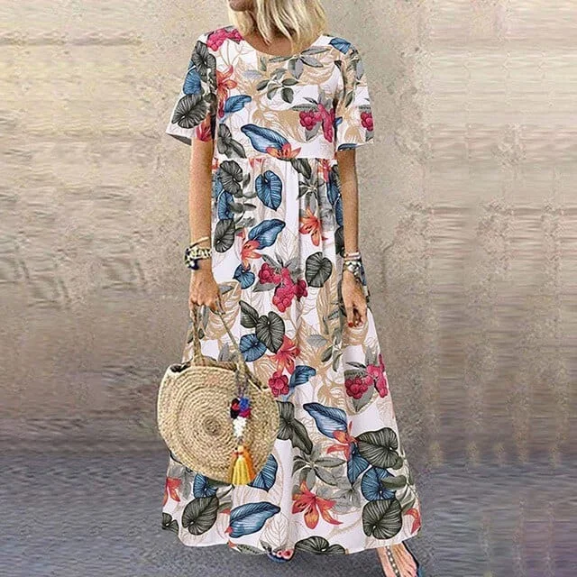 Nemira Boho Short Sleeve Maxi Dress