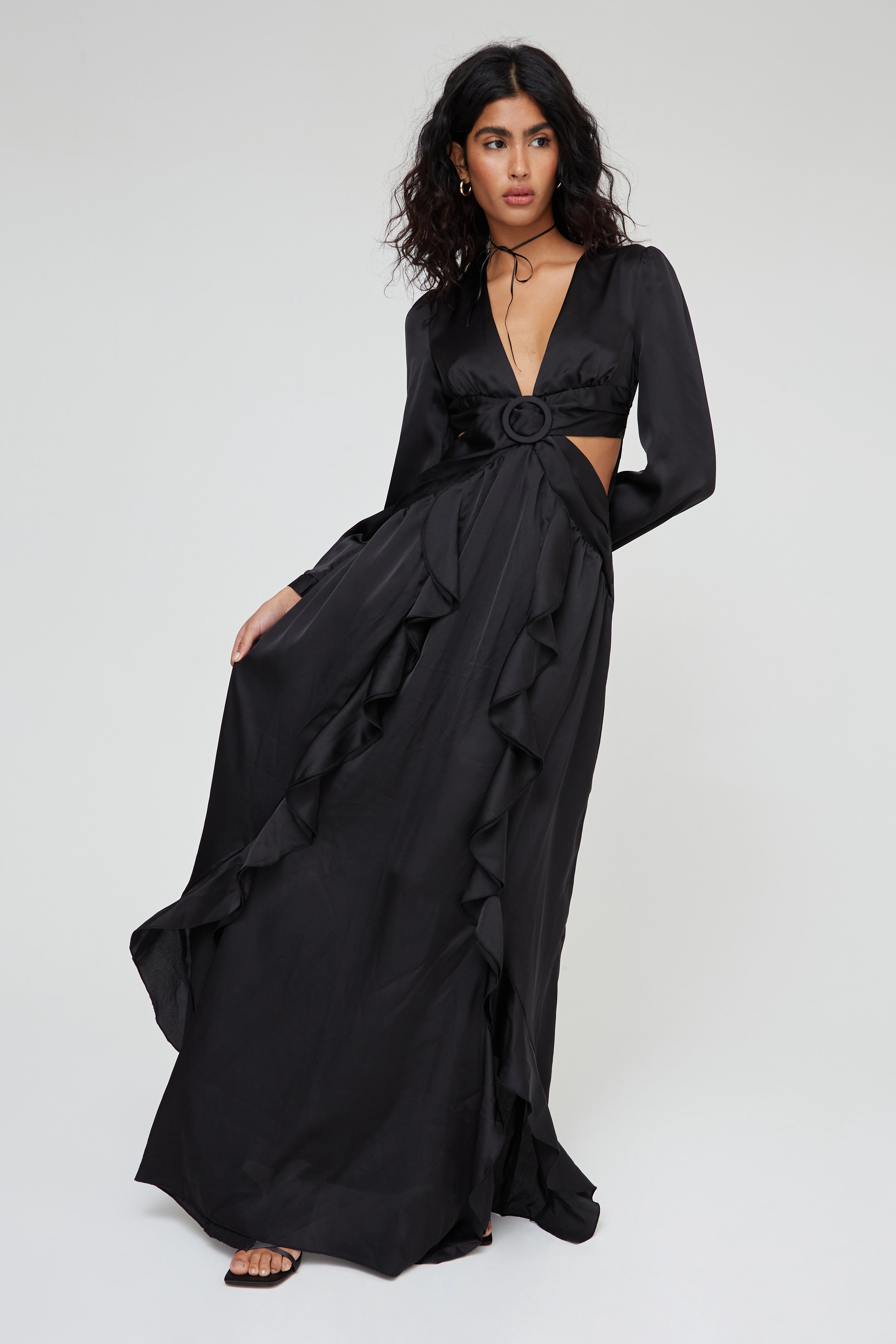 SATIN CUT OUT MAXI DRESS