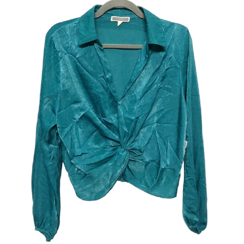 Blouse Long Sleeve By Pleione In Teal, Size: L