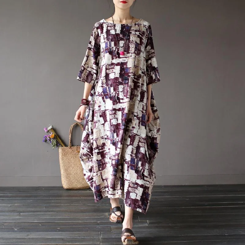 Art Inspired Cotton and Linen Maxi Dress