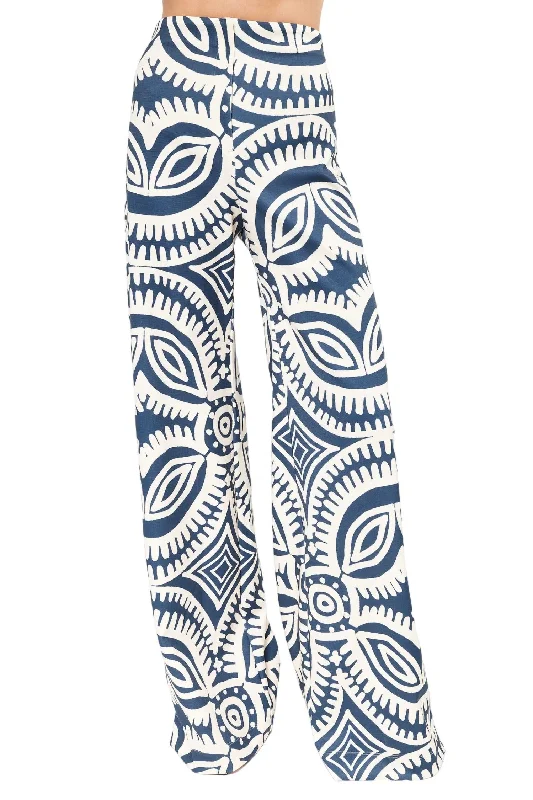 Balboa Pants In Blue Tribal Motif