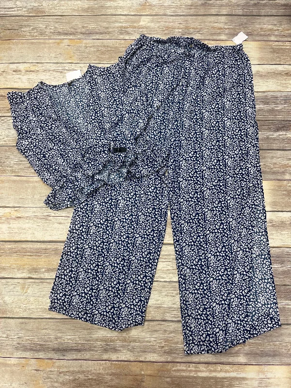 Blue & White Pants Set 2pc Cme, Size Xl