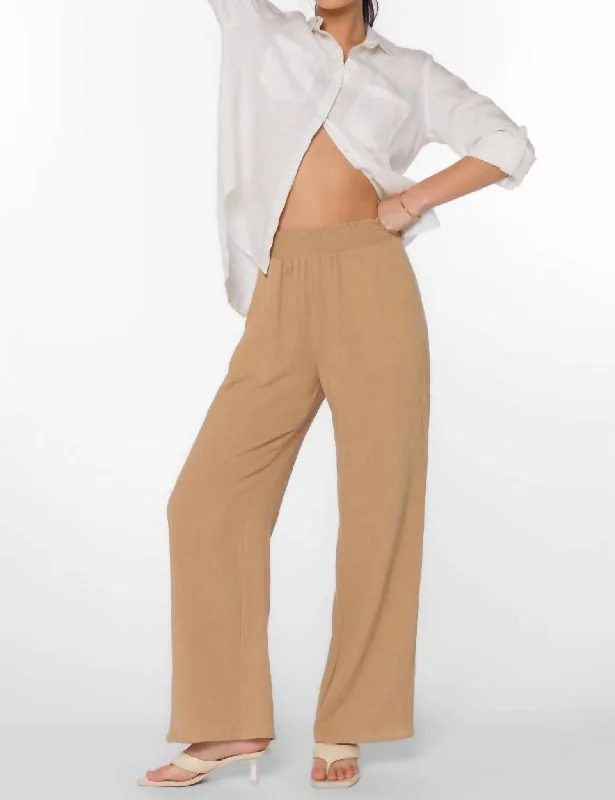 Morelle Wide Leg Pants In Tan