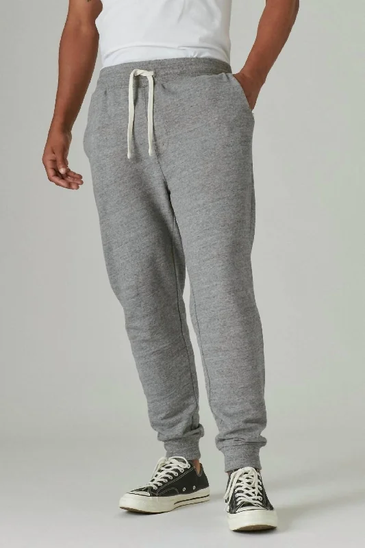 Sueded Terry Joggers In Heather Grey