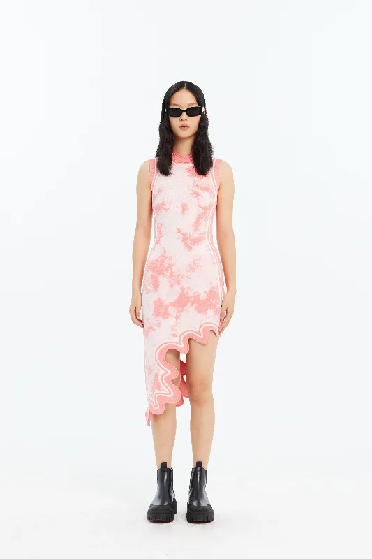 BROOKLYN ECO "TIE DYE" WAVY ASYMMETRIC DRESS