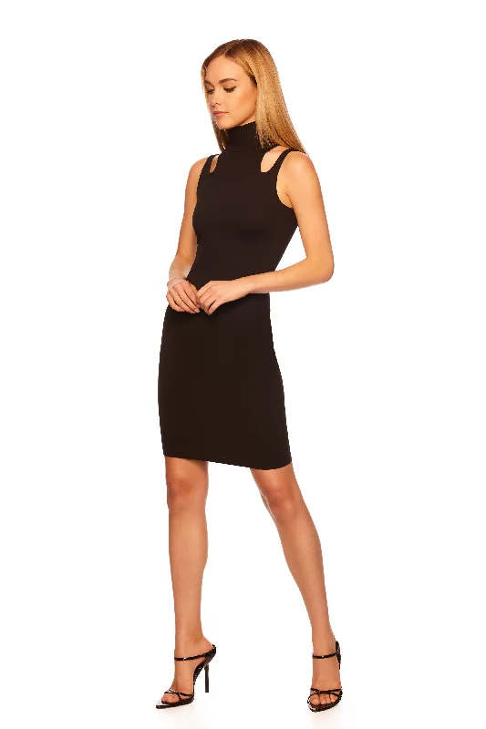 mock neck double strap dress