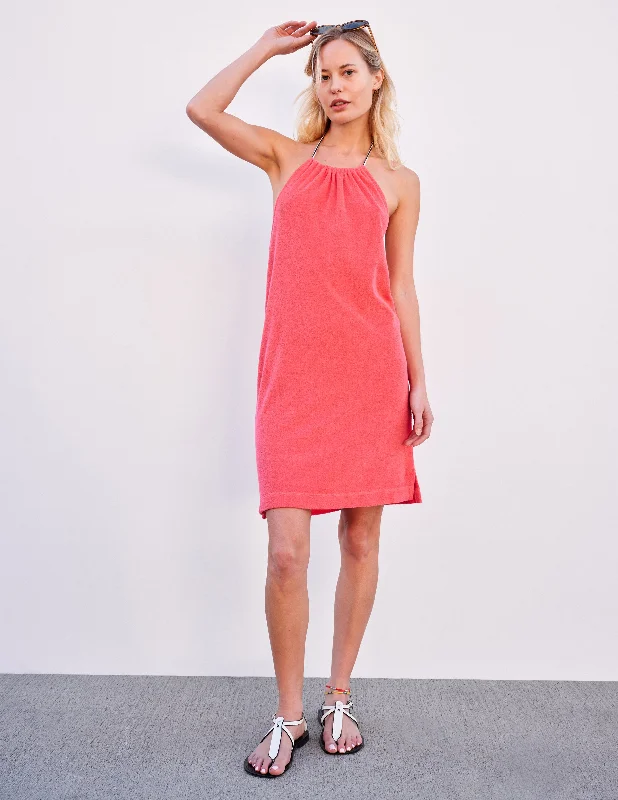 Sundry Lounge Halter Dress in Raspberry