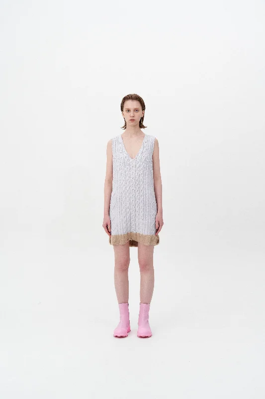 THEBE MIXED CABLE KNIT TANK DRESS