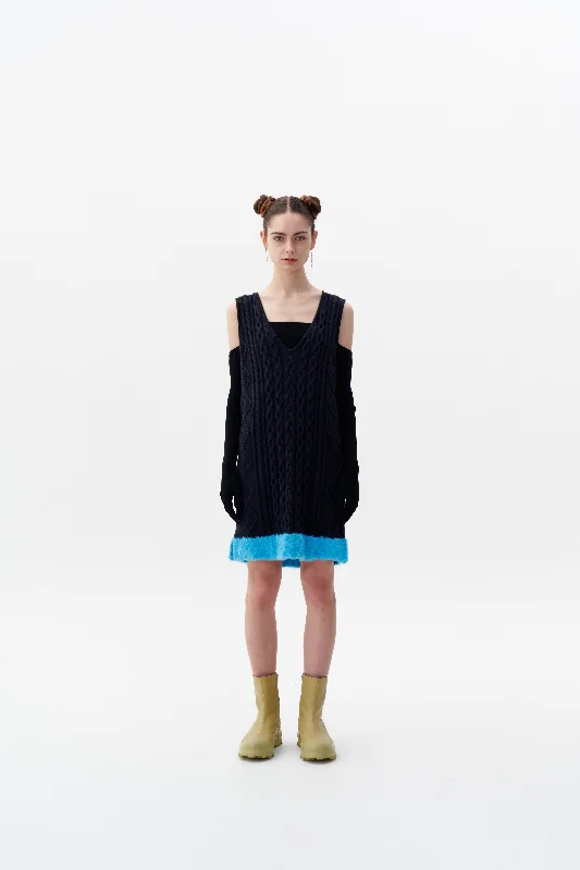 THEBE MIXED CABLE KNIT TANK DRESS