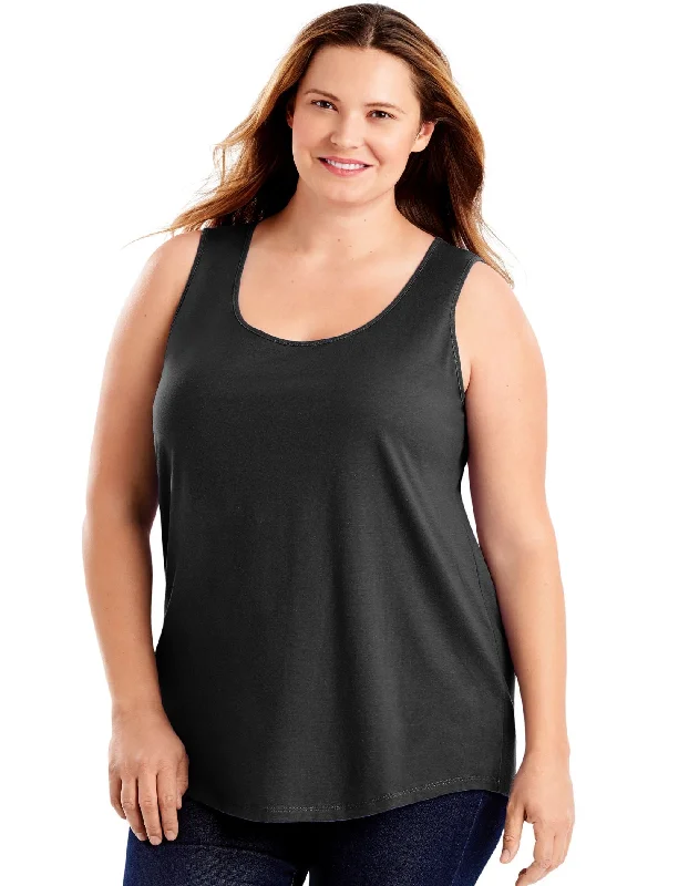 Just My Size Womens Cotton Jersey Shirttail Tank Top