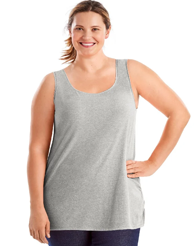 Just My Size Womens X-Temp Scoop-Neck Shirred Tank Top