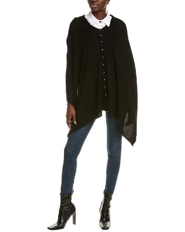 sofiacashmere Pearl Trim Wool & Cashmere-Blend Poncho