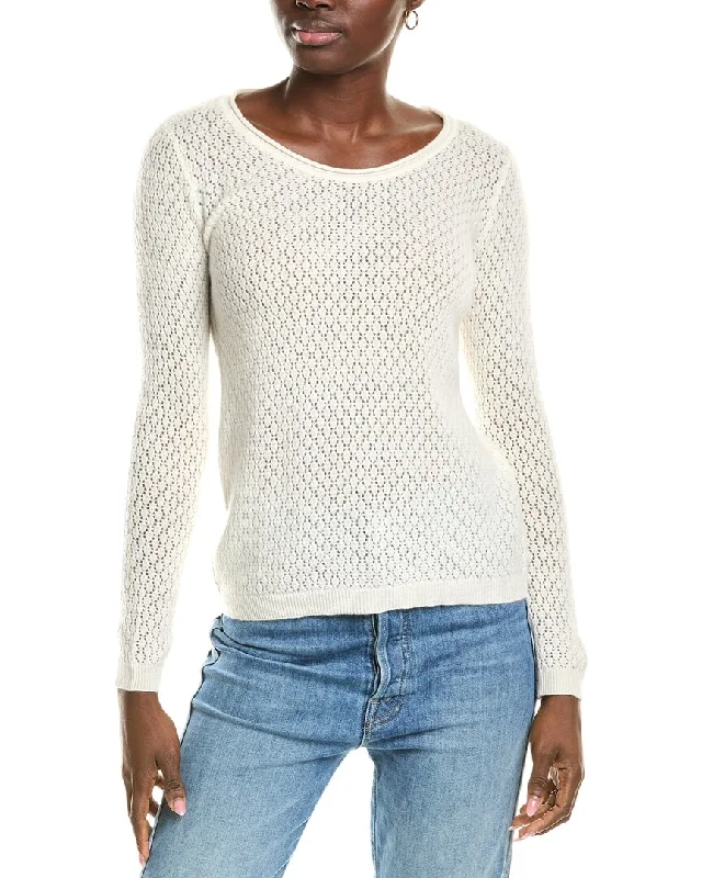 sofiacashmere Pointelle Scoop Neck Cashmere Sweater