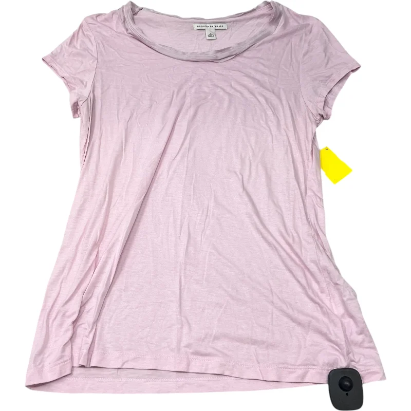 Top Short Sleeve Basic By Banana Republic In Pink, Size: L