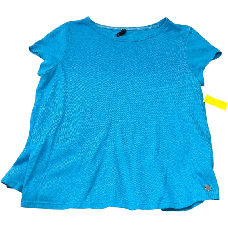 Top Short Sleeve Basic By Calvin Klein In Blue, Size: Xl