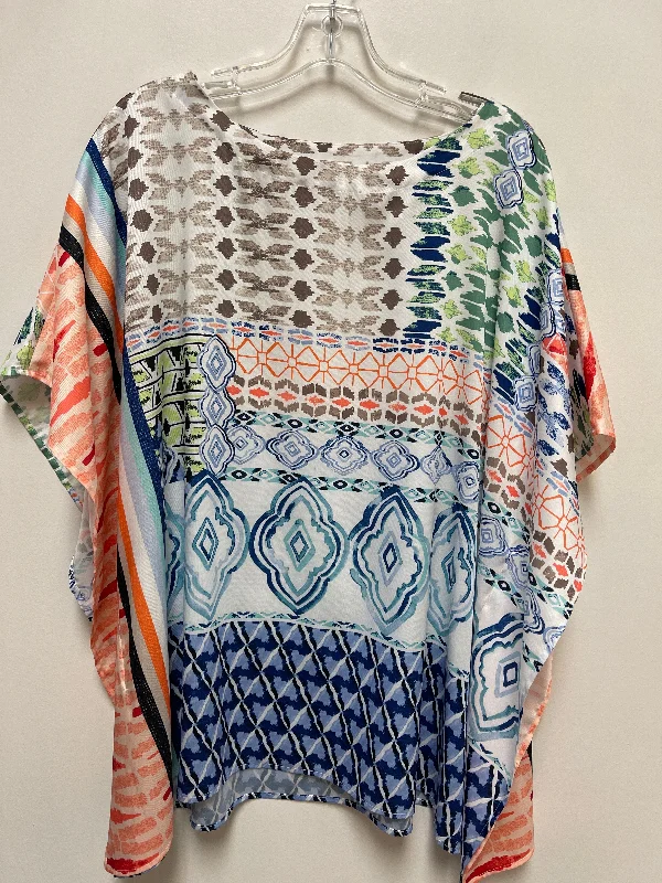 Top Short Sleeve By Chicos In Blue & White, Size: M