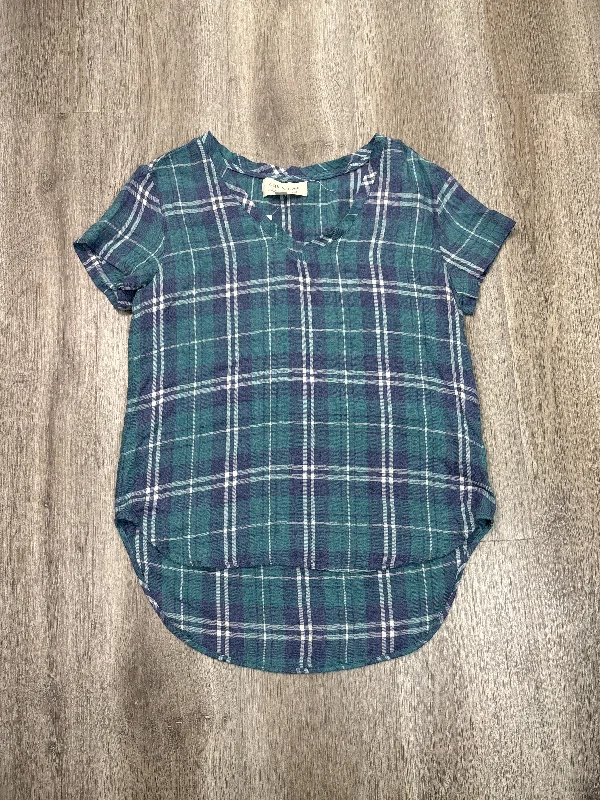 Top Short Sleeve By Cloth & Stone In Blue & Green, Size: Xs