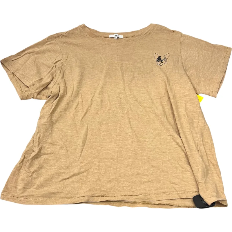 Top Short Sleeve By Crescent In Tan, Size: L